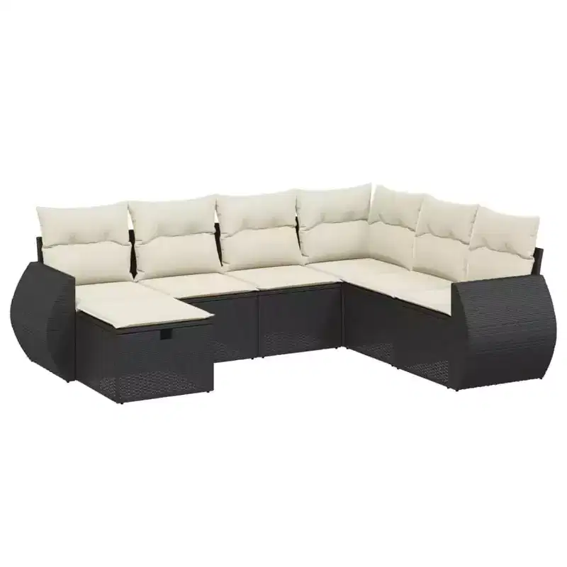 vidaXL 7 Piece Patio Sofa Set with Cushions Poly Rattan