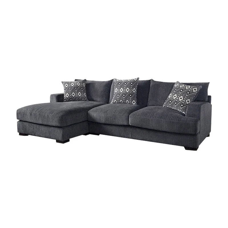 L-Shaped Chenille Sectional Sofa - Gray
