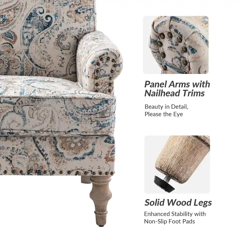 Yahweh Farmhouse Nailhead Armchair with Rolled Arms by HULALA HOME