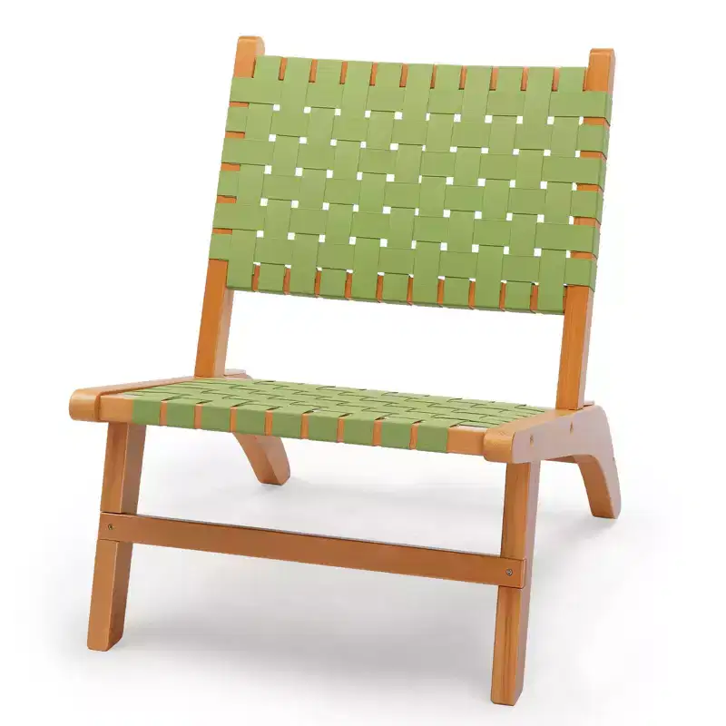 Karl Home | Solid Wood Patio Accent Chair with Hand-Woven Back & Seat