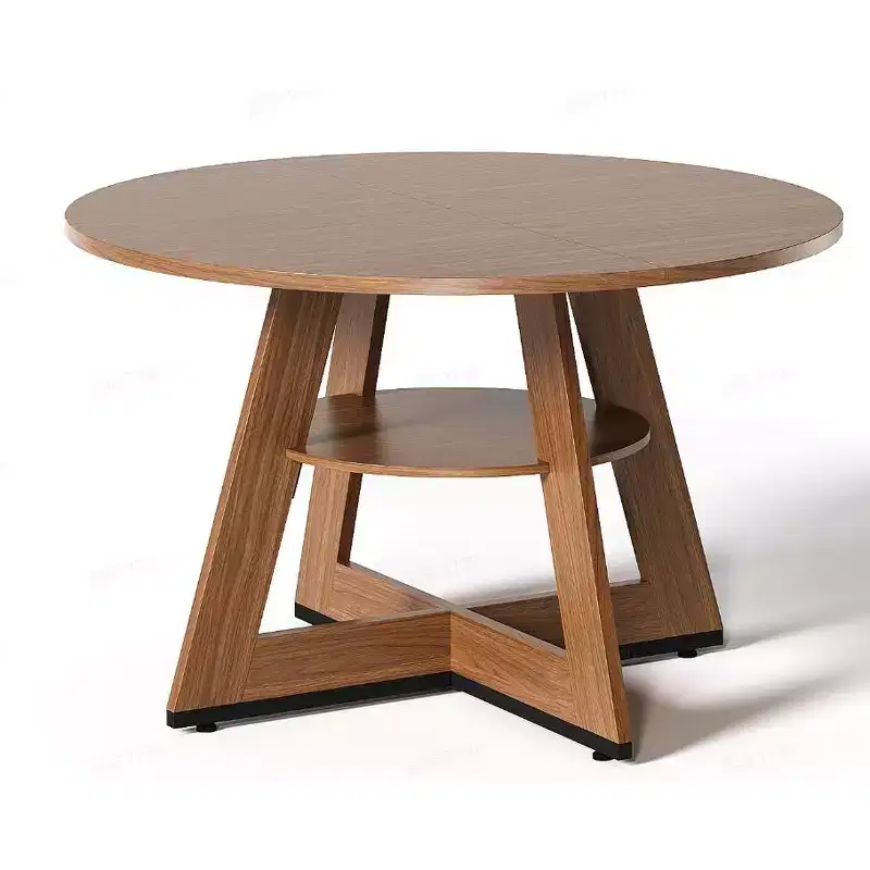 Bestier 47 Round Dinning Table for 4 People, Kitchen Dining Room Circle Dinner Pedestal Table,Space Saving Wood Kitchen & Dining Room