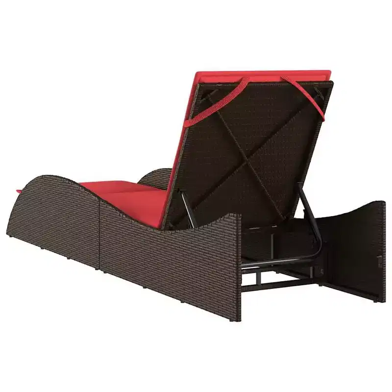 vidaXL Sun Lounger with Cushion 23.6x80.7x28.7 Poly Rattan