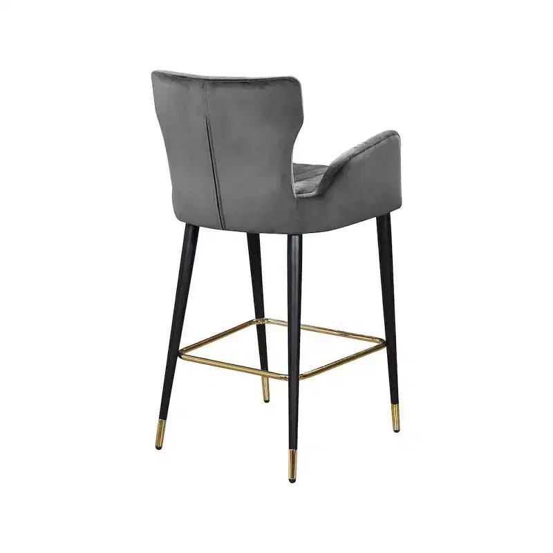 Meridian Furniture,Luxe Grey Velvet Stool, Set of 2