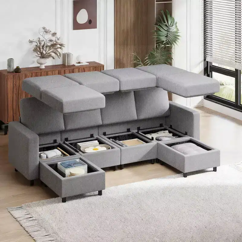 EROMMY 6 - Piece Modular Sectional Couch, Modular Couches and Sofas Sectional with Storage for Living Room