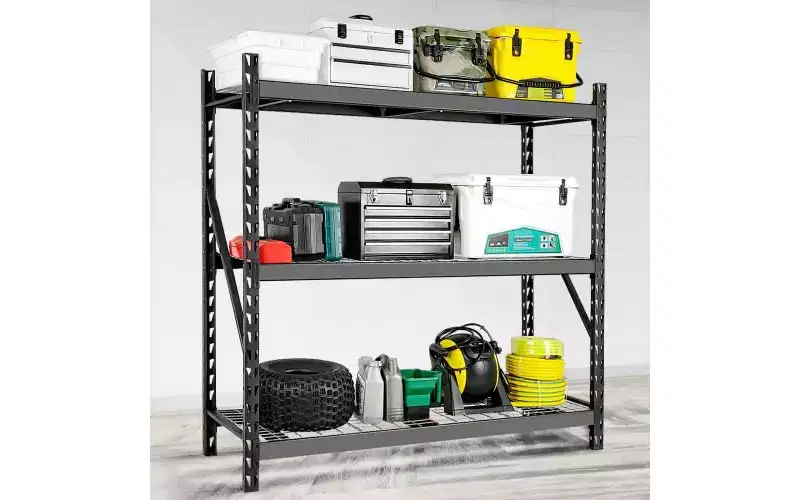 Black 3-Tier Heavy Duty Garage Shelving C 6000LBS Capacity, Adjustable Height for Warehouse/Basement (1-Pack)