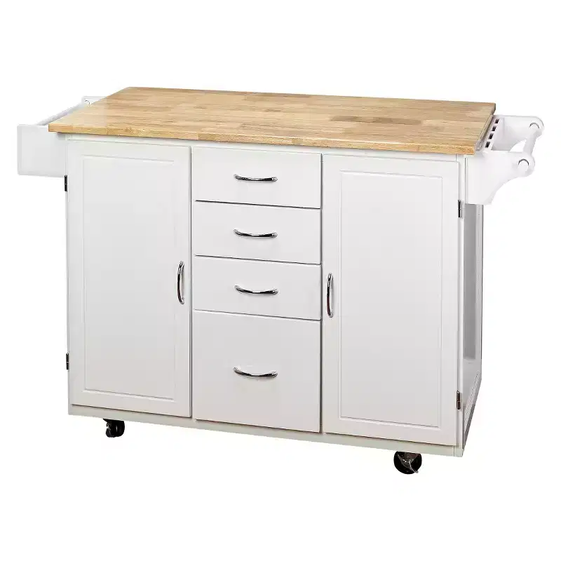 Buylateral Cottage Country Wood Top Kitchen Cart