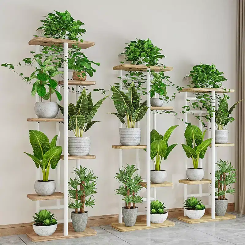 Plant Stand Indoor Outdoor, 4 Tier Corner Tall Outdoor Plant Shelf, Tall Metal Multi-Tier Plant Shelf Rack, Stand Display Rack for Patio Garden