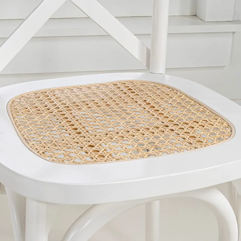 Colmar Classic Traditional X-Back Wood Rattan Dining Chair, Natural (Set of 2) by JONATHAN Y