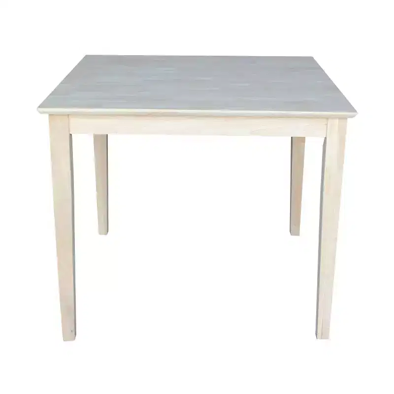 36" Square Solid Wood Dining Table with Shaker Legs Unfinished - International Concepts