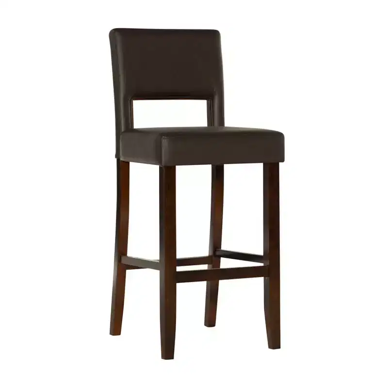 30-Inch Hardwood Barstool with Padded Back and Ebony Finish