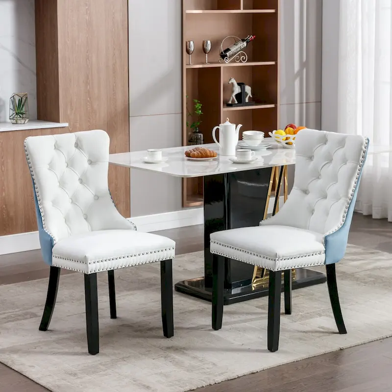 High-end Tufted Upholstered Nailhead Trim Dining Chair, Set of 2