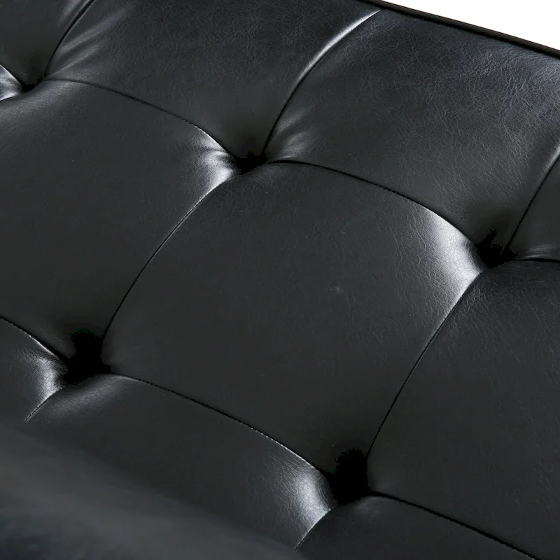 Modern 82.25 Faux Leather 3-Seater Sofa with Wood Legs