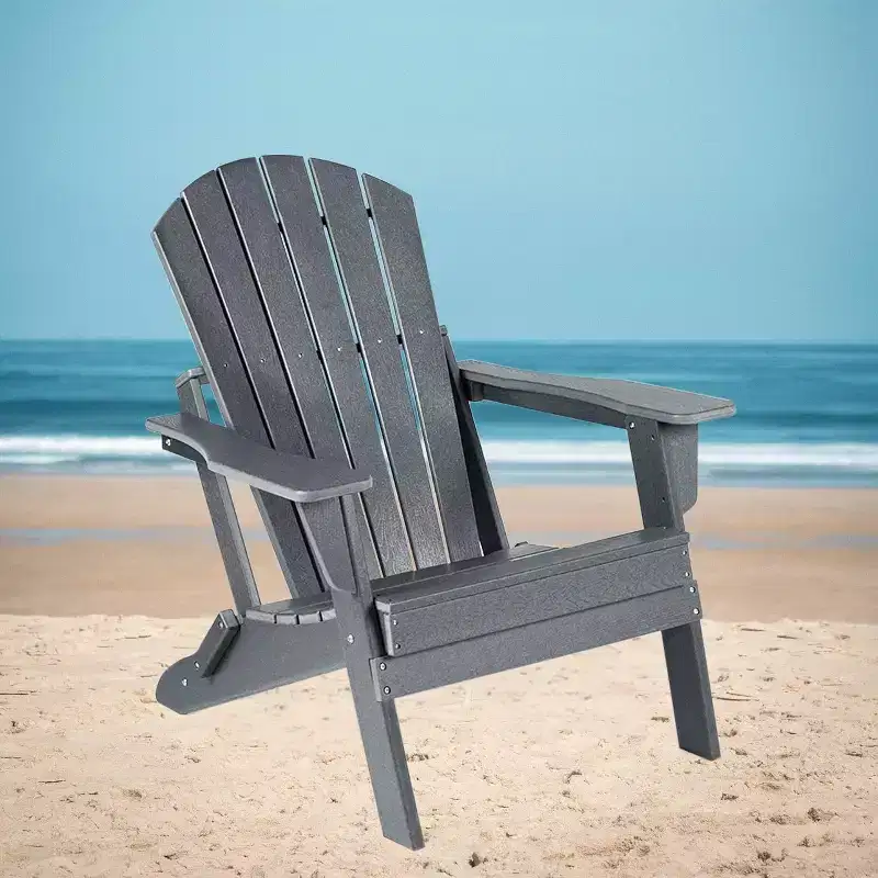 Acekool Folding Adirondack Chair with Deep Seat, Wide Armrests, Waterproof and UV Resistant Plastic, Portable Outdoor Patio and Lawn Seating