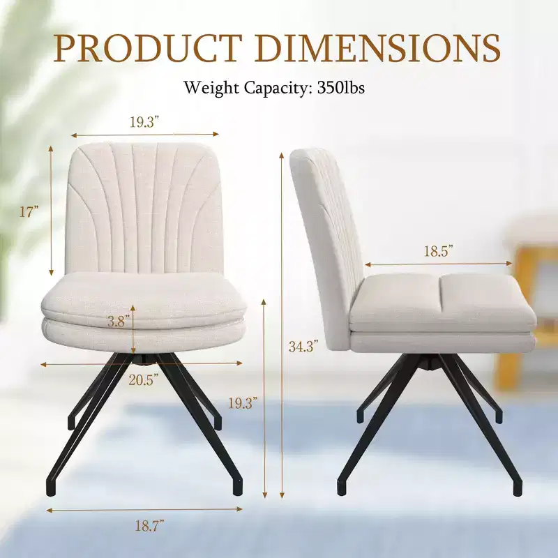 VECELO Upholstered Office Desk Chair Cross Legged Chair with Wide Padded Seat, Modern Computer Task Chair Gray/Beige