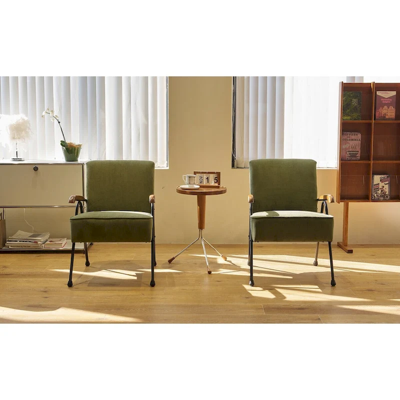 Green Modern 20 High Back Upholstered Accent Chair with Metal Legs