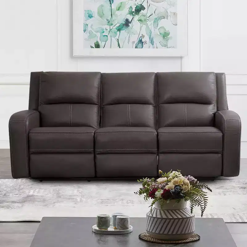 HOMES: Inside + Out Songpeace Transitional Leatherette Power Reclining Sofa with Adjustable Footrest and Headrest