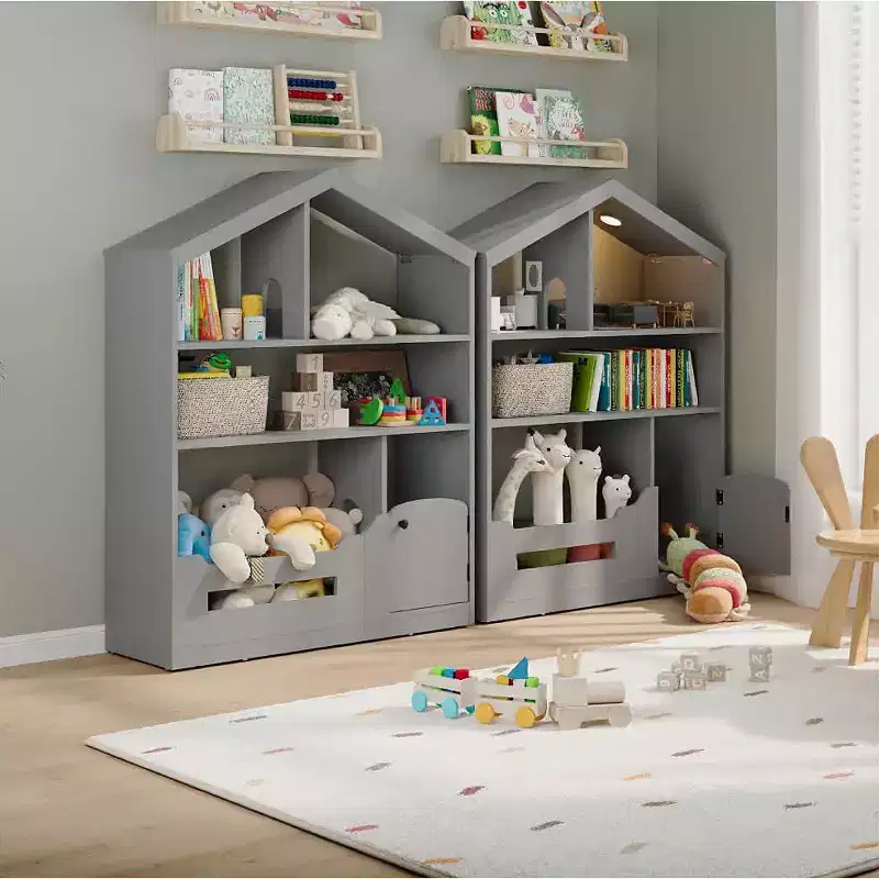 Kids Bookshelf with Light, Dollhouse Bookcase with Motion Sensor