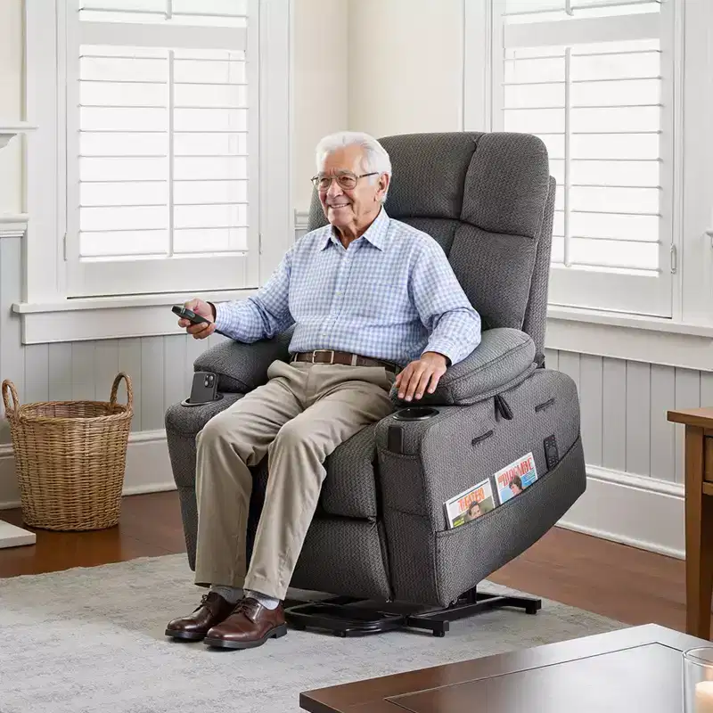 VEVOR Power Lift Recliner Chair, Dual Motor, Large Electric Lift Chair with Heat and Massage for Elderly, Infinite Position Adjustment, Dark Gray