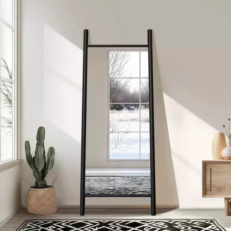 PexFix 24 in. W x 63 in. H Ladder-Style Solid Wood Framed Mirror in Brown