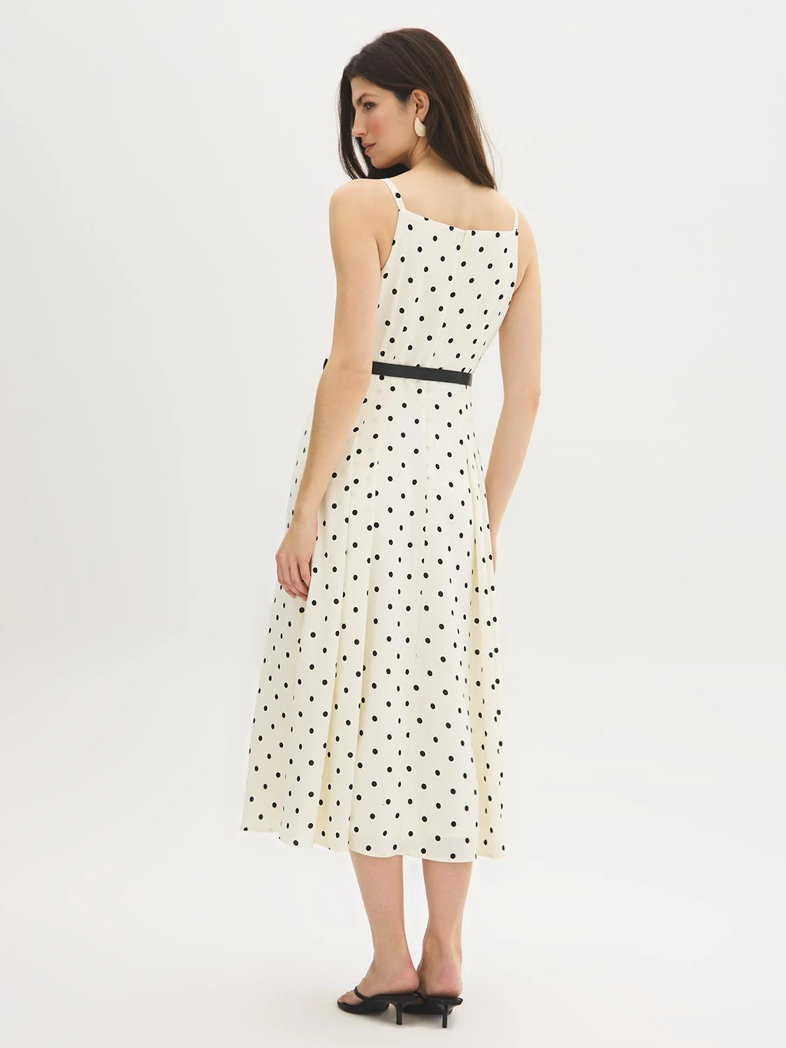 Polka Dot Square Neck Midi Dress