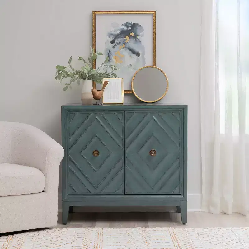 Powell 2 Doors Jaylan Diamond Cabinet Blue