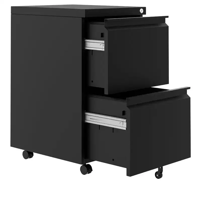 2-Drawer Mobile File Cabinet with Locking Wheels & Security Lock, Under-Desk Rolling Storage for Legal/A4/Letter Files