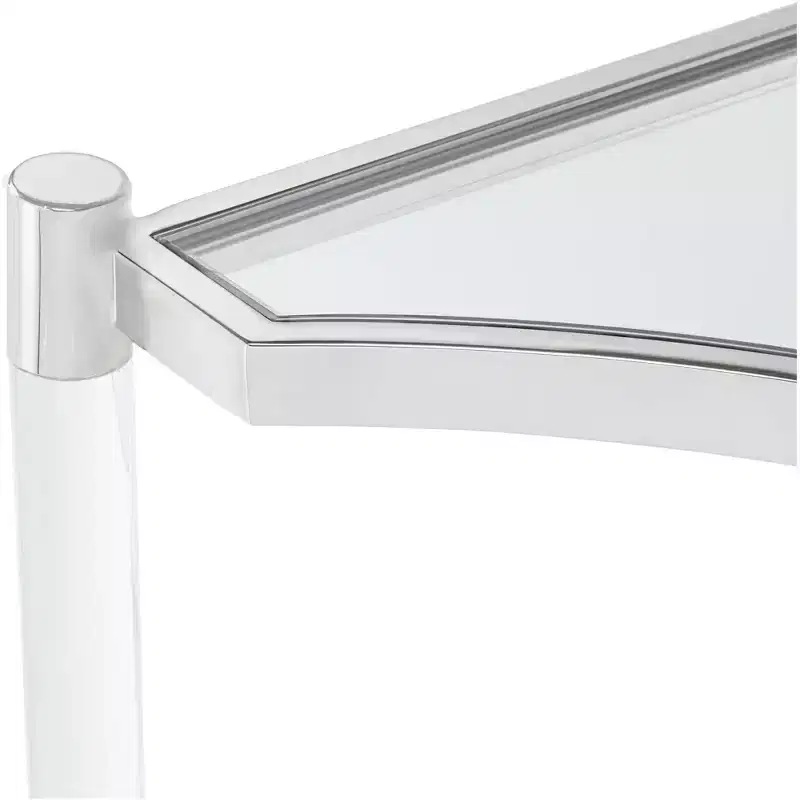 Modern Acrylic Rectangular Console Table 48x16 with Shelf, Clear Thin Legs for Living Room, Bedroom, Entryway