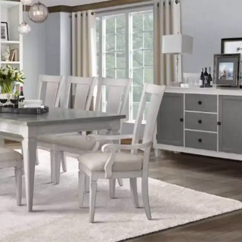 Linen Upholstered Dining Armchair with Slat Back – 42