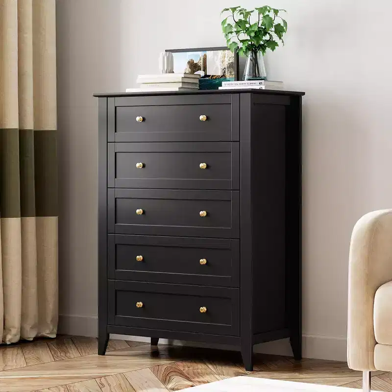 5 Drawer Dresser for Bedroom, Tall Wooden Chest of Drawers with Deep Storage, Modern Dresser for Entryway Hallway