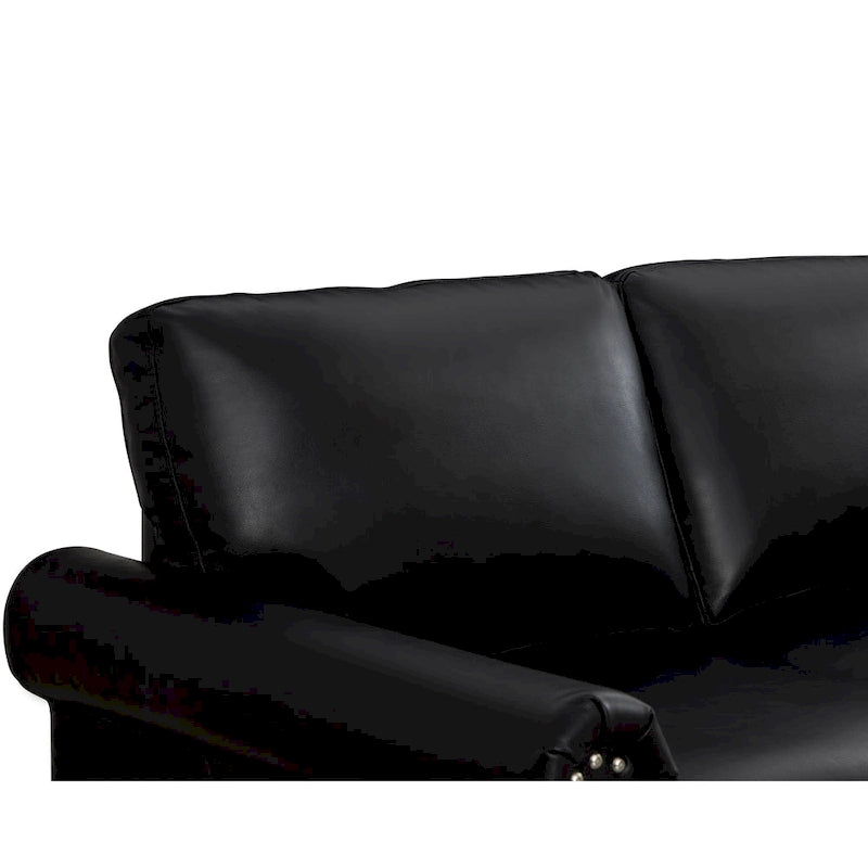 Living Room Sofa Loveseat Black Faux Leather
