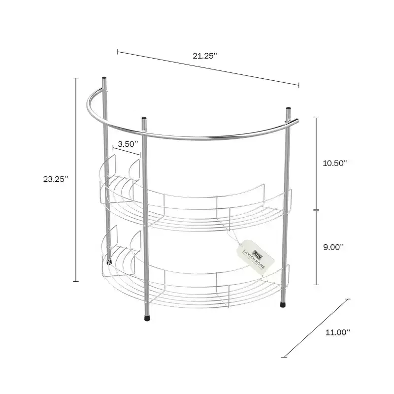 Metal 2-Shelf Bathroom Storage, No Tools Assembly