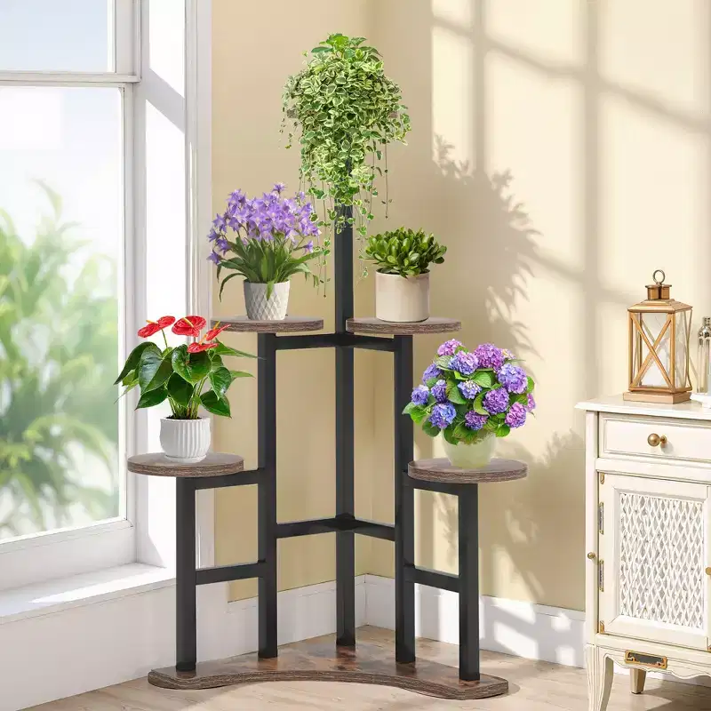 MAYEERTY 43.3-Inch Plant Stand 6 Large Round Panels Sunlight-Friendly High-Low Design