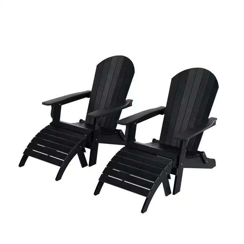 WestinTrends Tuscany HIPS Outdoor Patio Folding Adirondack Chairs with Ottomans (4-Piece Conversation Set)