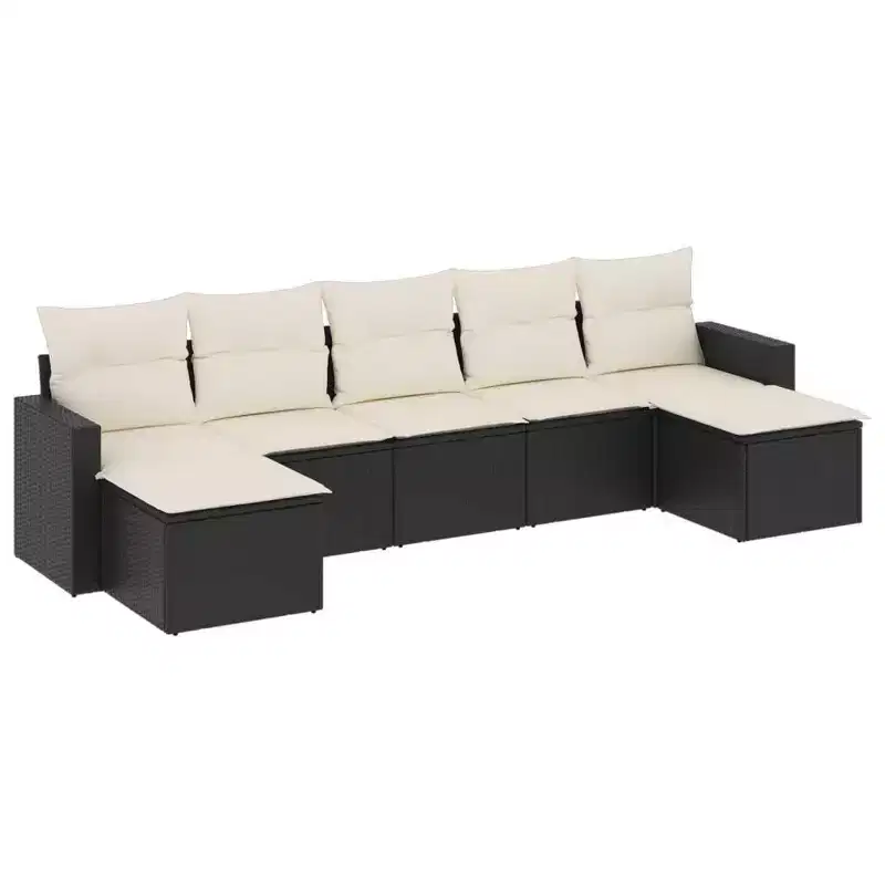 vidaXL 7 Piece Patio Sofa Set with Cushions Poly Rattan