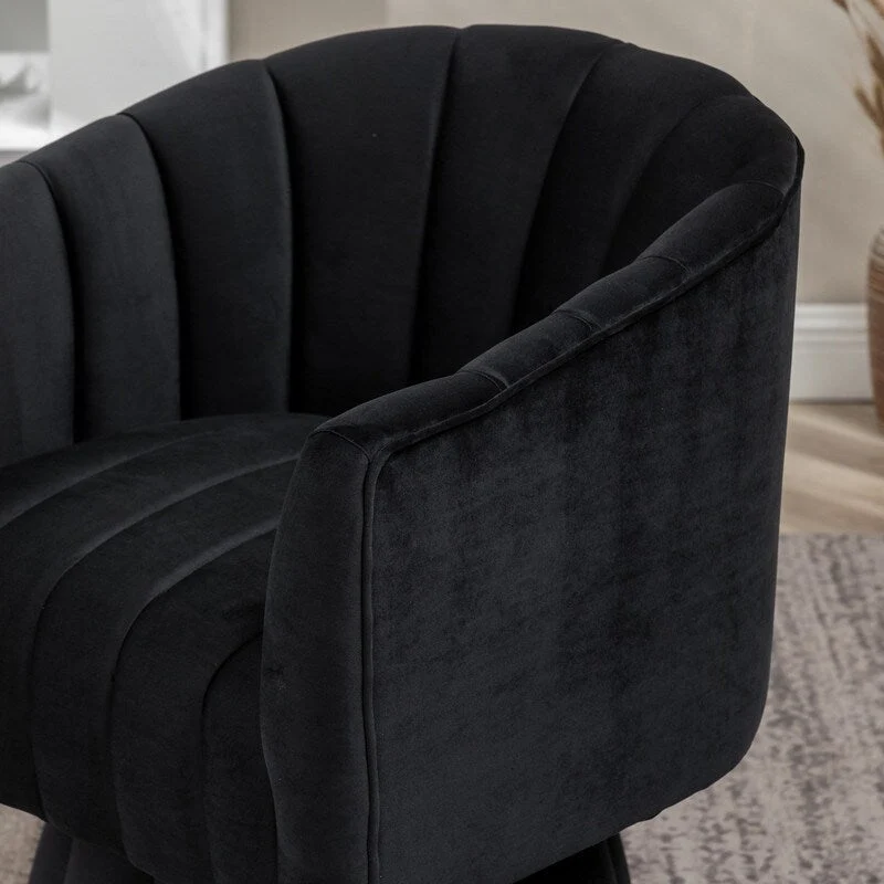 SEYNAR Modern Glam Velvet Upholstered Round 360 Degree Swivel Accent Barrel Chair Set of 2