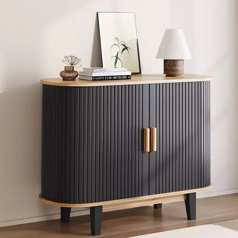 40'' Fluted Sideboard Buffer Cabinet, Storage Cabinet with Sliding Door & Adjustable Shelf, for Living&Dining Room Kitchen Hallway