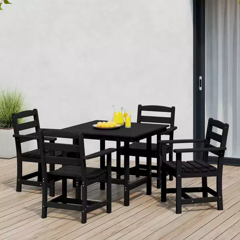 WestinTrends Ashore 5-Piece HDPE Outdoor Square Patio Dining Table Set with Armchairs
