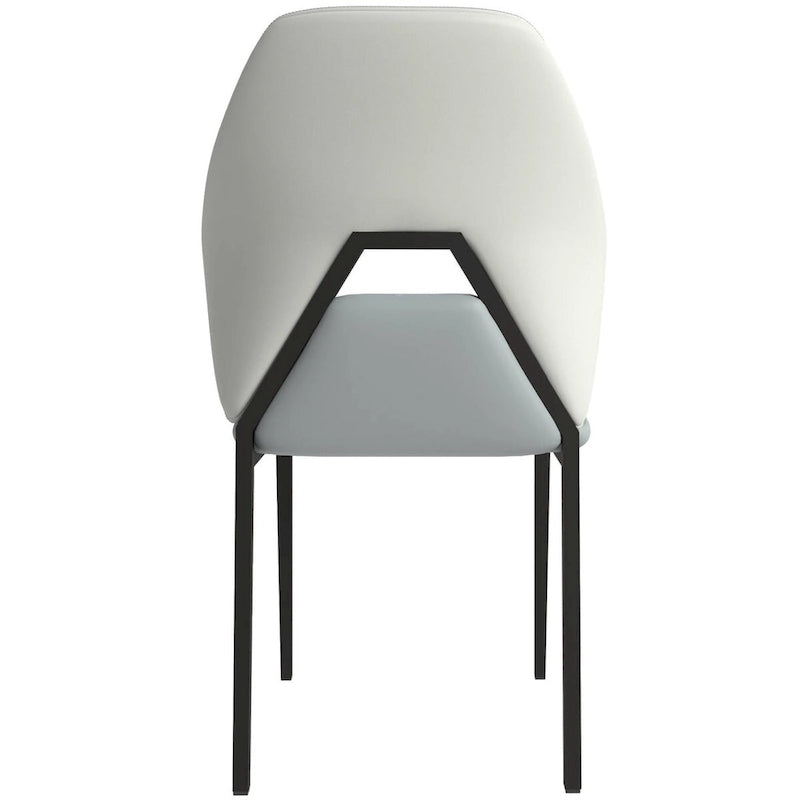 Leather Dining Chair in Black Iron Modern Upholstered Accent Kitchen Side Chair
