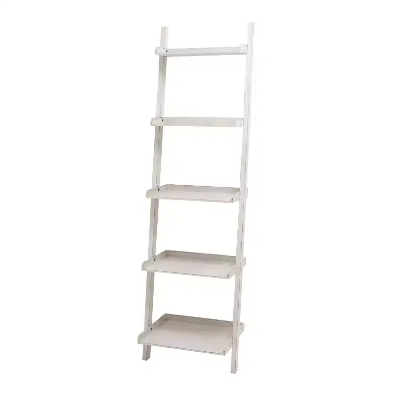 69" Farmhouse Pine Wood Leaning Shelf White - Olivia & May: 5-Tier Storage, No Tools Assembly