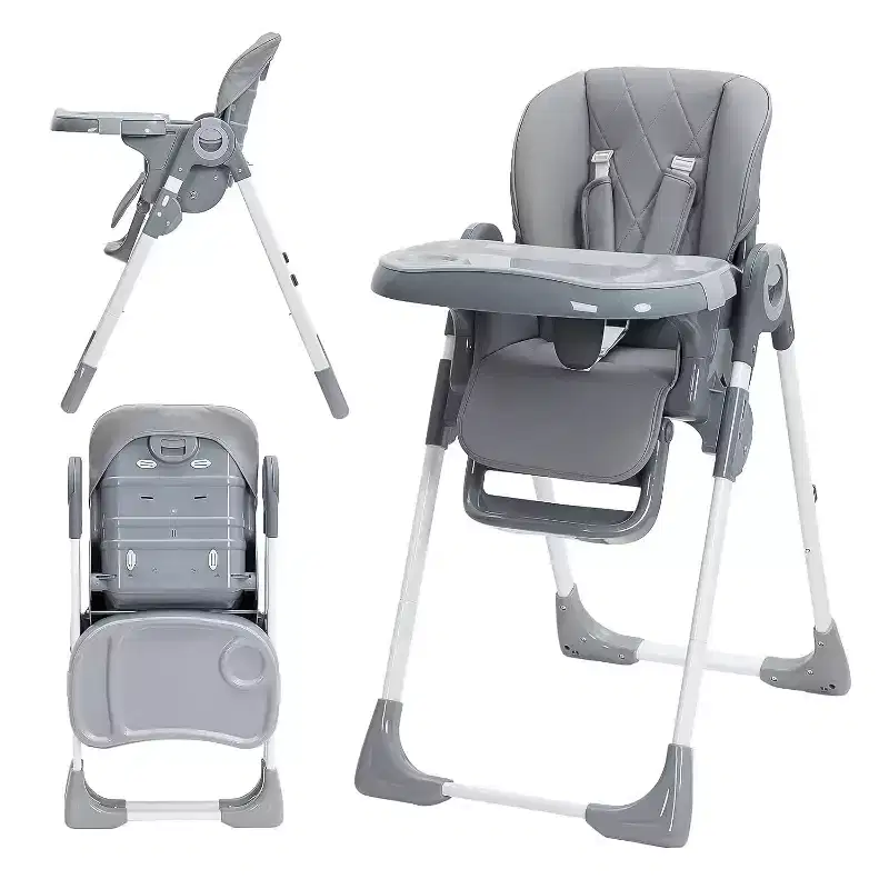 Acekool Baby High Chair for Toddlers, Foldable Adjustable Height & Recline Highchair with Removable Tray for Easy Cleaning, Purple