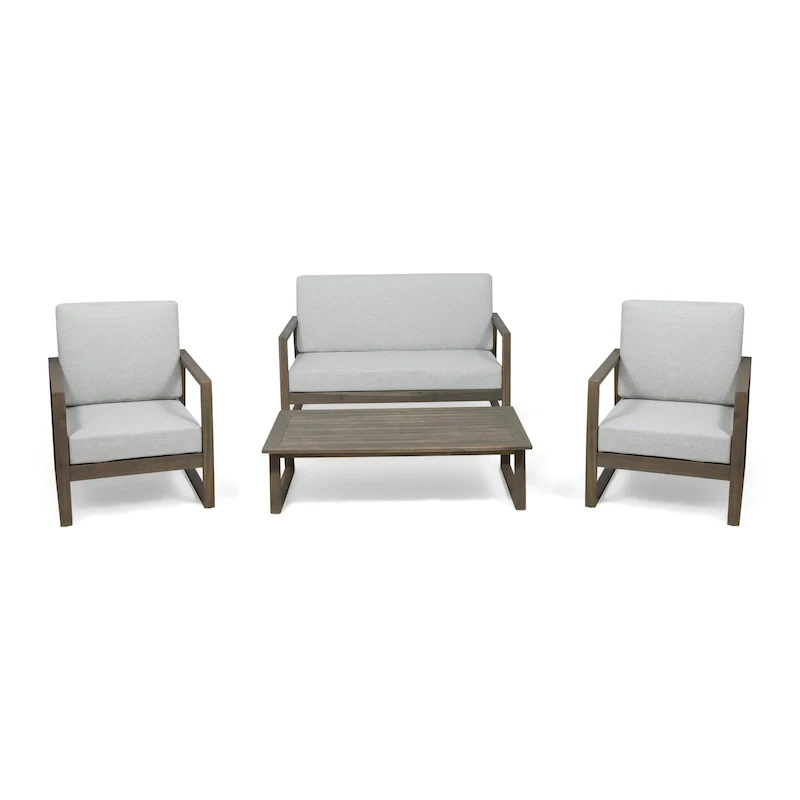 Belgian Outdoor 4-seater Acacia Wood Chat Set by Christopher Knight Home