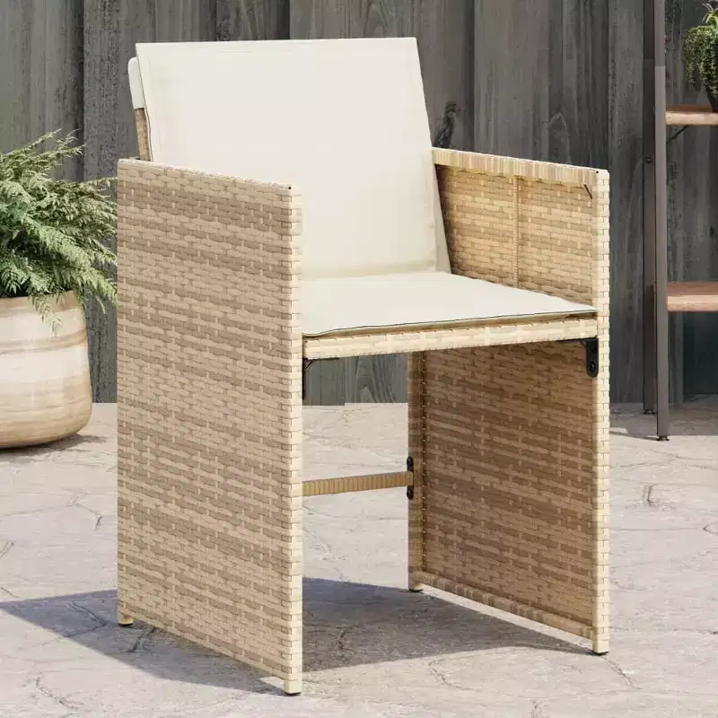 vidaXL Patio Chairs with Cushions Outdoor Furniture 4 Pcs Beige Poly Rattan