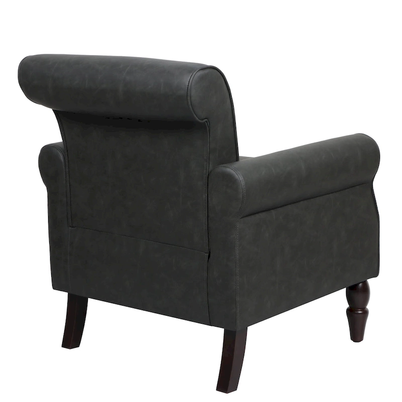 Rolled Armrests PU Accent Chair with Nailhead Trim (Set of 2)