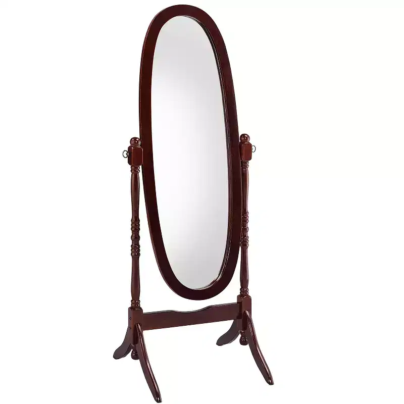 59.25in Standing Mirror, Full Length Mirror with Wooden Stand, Floor Mirror for Clothing Shop, Dressing Room