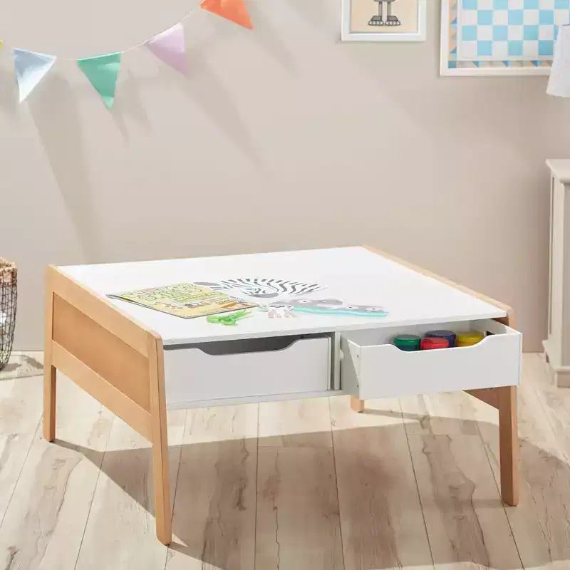 Wooden Art & Activity Table with Storage Bins