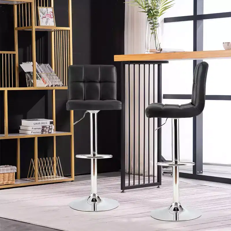 Costway Set of 2 Adjustable Bar Stools PU Leather Swivel Kitchen Counter Pub Chair