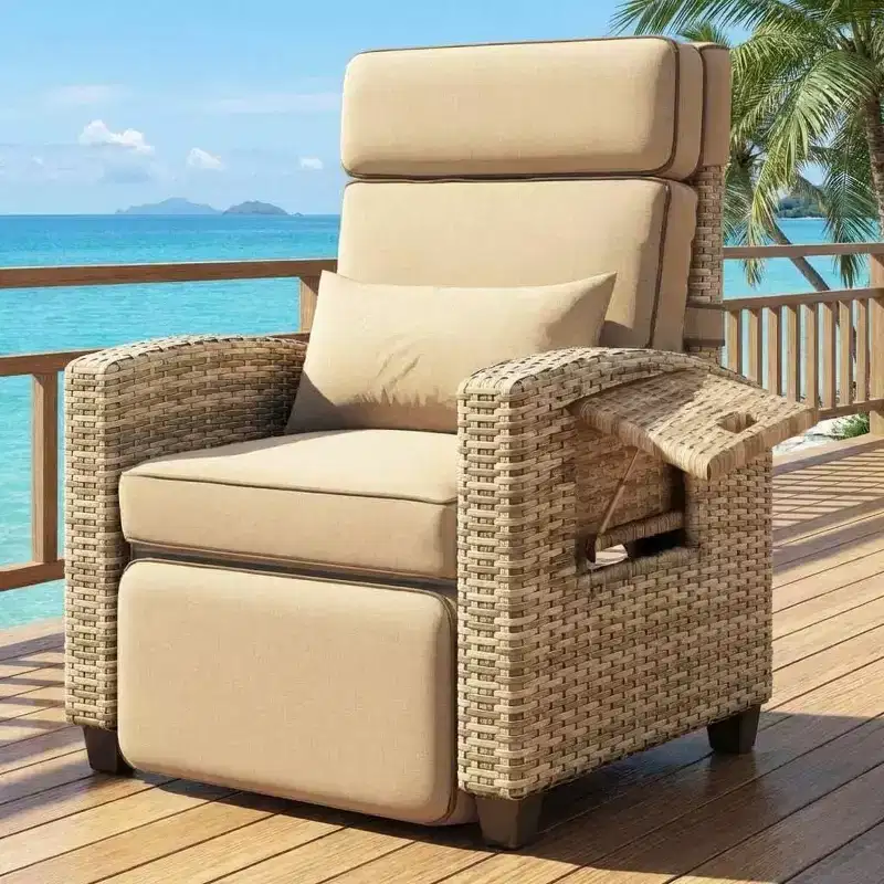Acekool PE Rattan Bar Stool Chair with Cushion, Iron Frame Indoor Seating, for Kitchen Island Bar Counter, Gray White Rattan