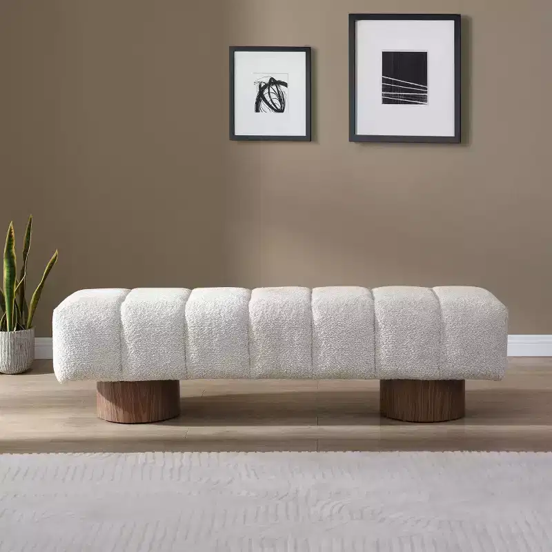 64 Modern Upholstered Dining Bench, Entryway Bench, Window Bench for Living Room or Entryway, No Assembly Required-Panipeachy