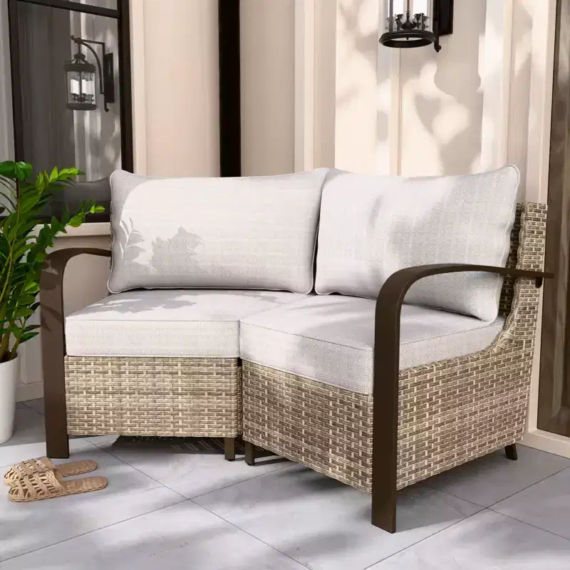 EAGLE PEAK Coastal Vista Patio Outdoor Wicker Love Seat, Patio Conversation Set Wicker Rattan Sofa Chair Set