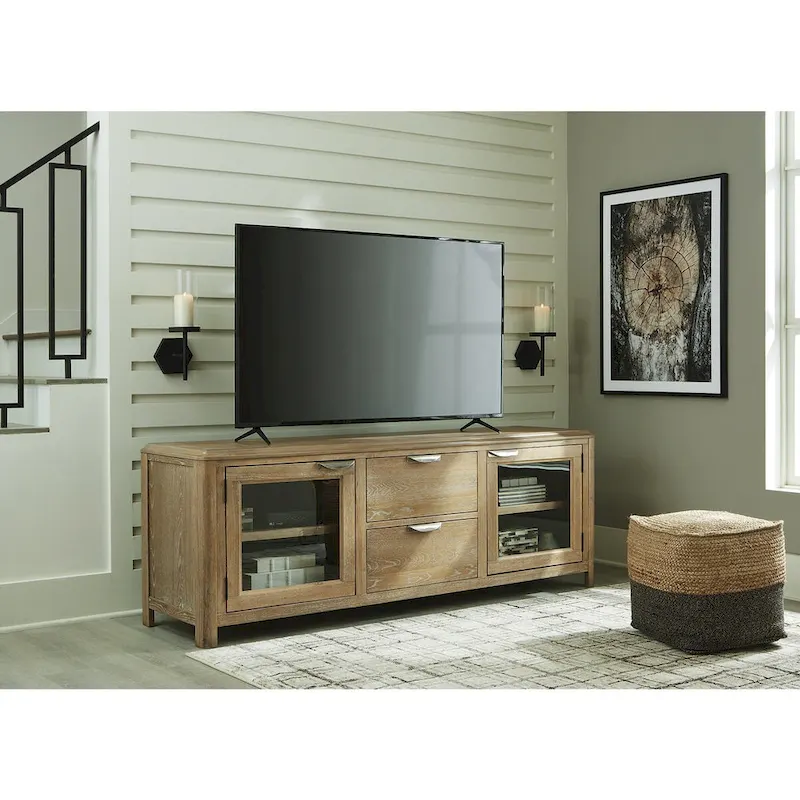 Light Brown 80 TV Stand for TVs up to 92 - 79.63 W x 20 D x 28 H